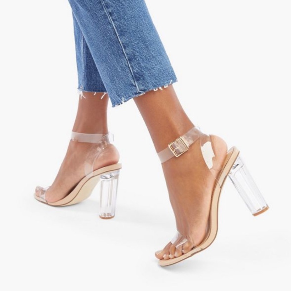 Clear chunky heels